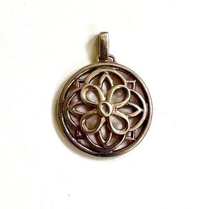 Sterling Silver Lotus Flower Medallion Pendant for a Necklace